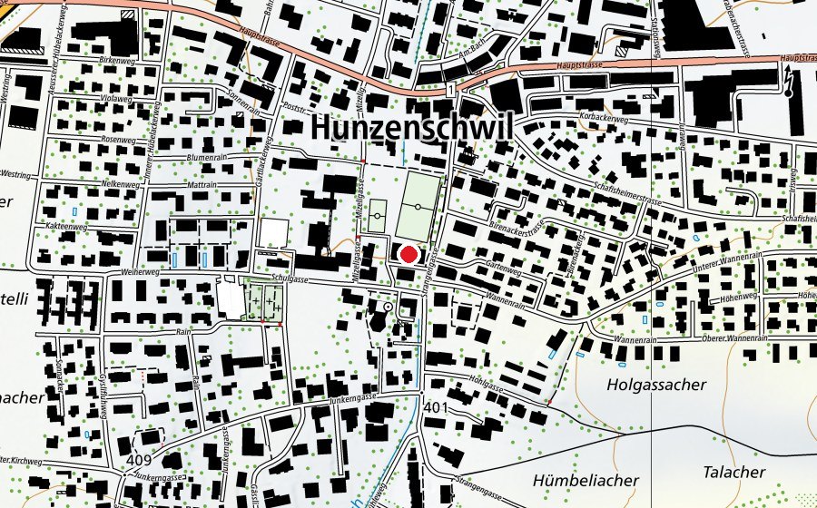 Map showing the location of Alte Turnhalle Hunzenschwil (Sports centre)