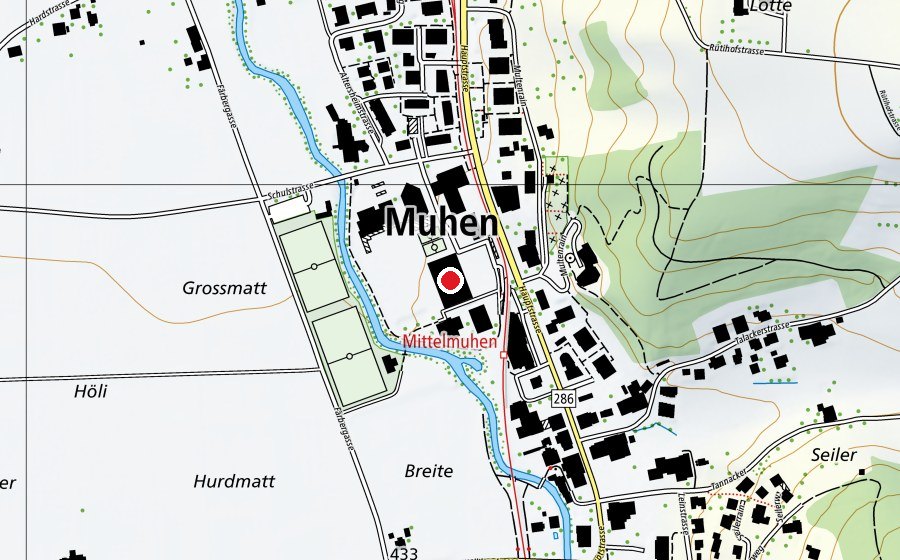 Carte indiquant l’emplacement de Alte Turnhalle (Centre sportif)