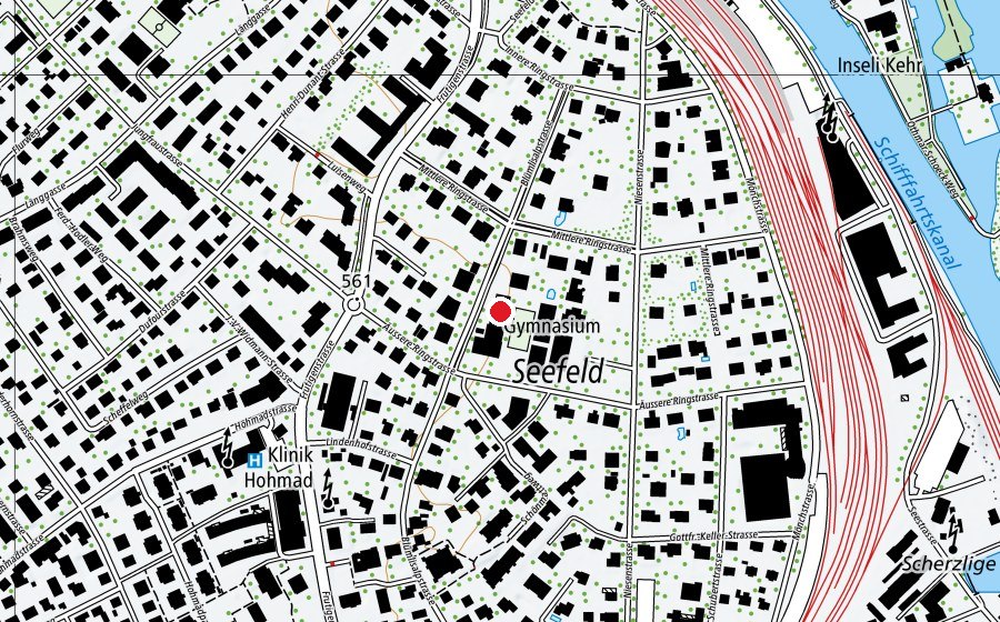 Carte indiquant l’emplacement de Alte Turnhalle (Centre sportif)