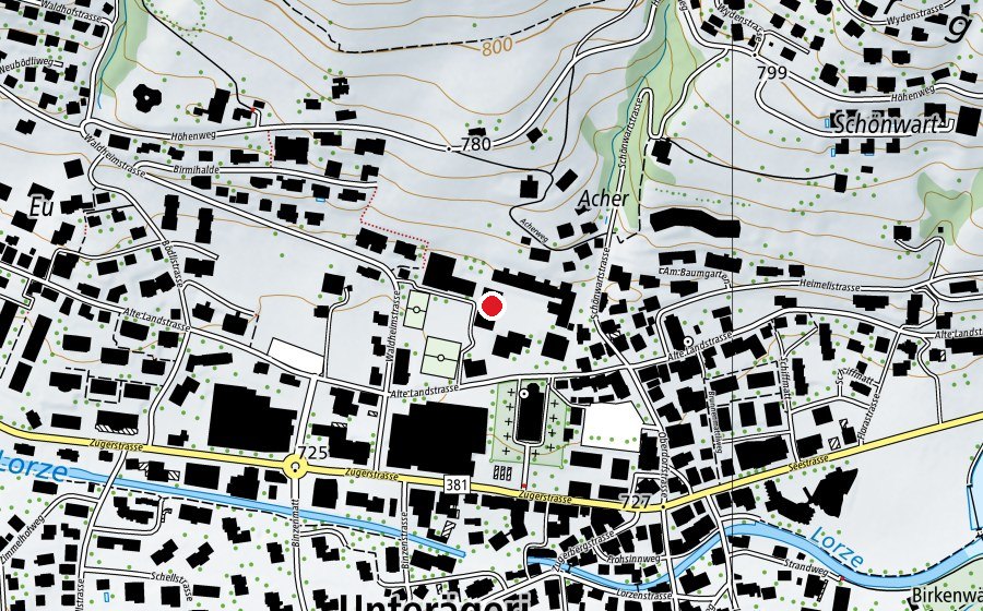 Map showing the location of Alte Turnhalle (Sports centre)