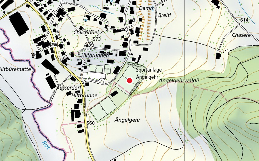 Map showing the location of Anlage Hiltbrunnen (Sports centre)