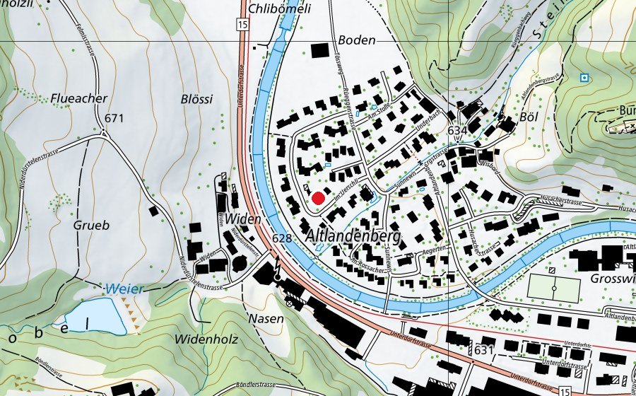 Karte mit dem Standort von Aquafit Zürioberland (Sportanlage)