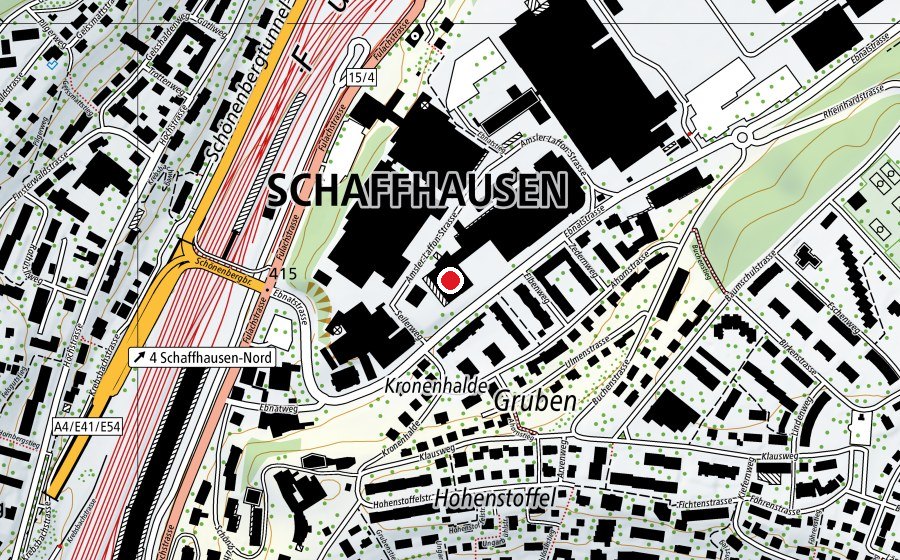 Karte mit dem Standort von Aranea Kletter- und Badmintonzentrum (Sportanlage)