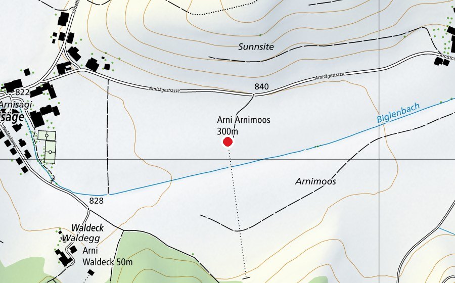 Carte indiquant l’emplacement de Arni Arnimoos 300 m (Centre sportif)