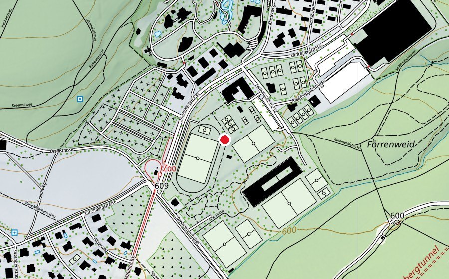 Carte indiquant l’emplacement de ASVZ Sport Center Fluntern (Centre sportif)