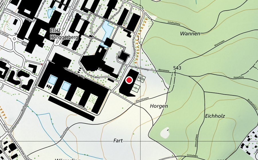Karte mit dem Standort von ASVZ Sport Center Hönggerberg (Sportanlage)