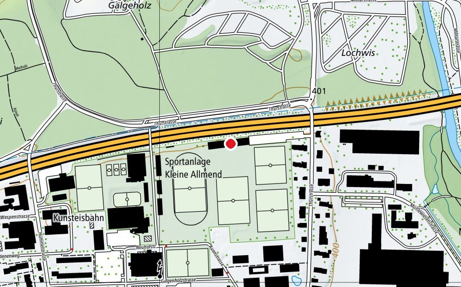 Karte mit dem Standort von athletics-center (Sportanlage)