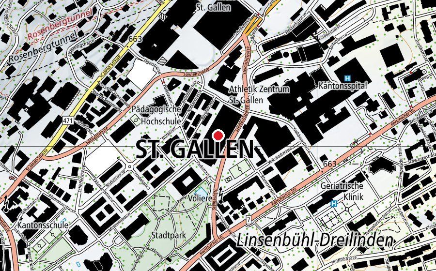 Carte indiquant l’emplacement de Athletik Zentrum St.Gallen (Centre sportif)