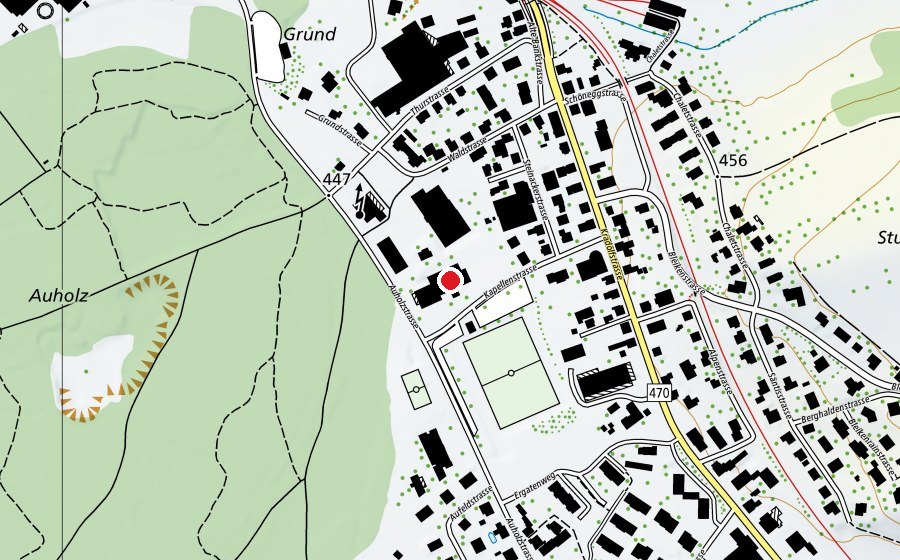 Map showing the location of Auholzsaal (Sports centre)