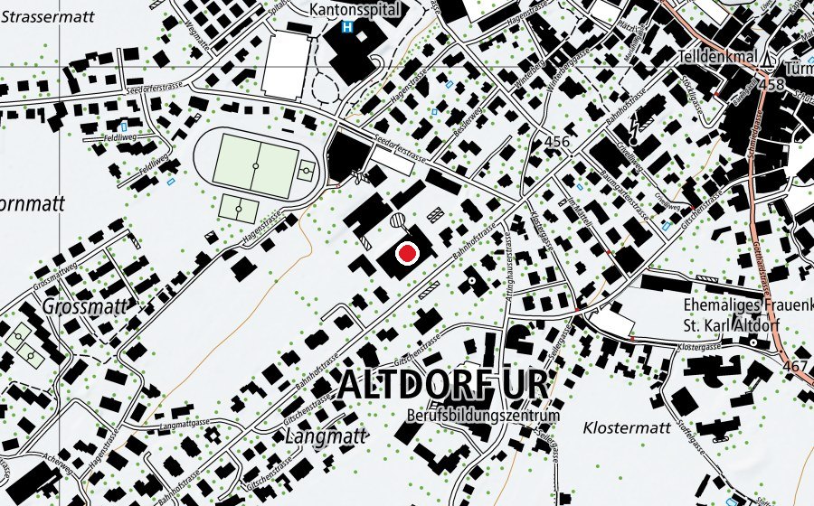 Mappa con la posizione di Aula und Turnhalle Hagen (Centro sportivo)