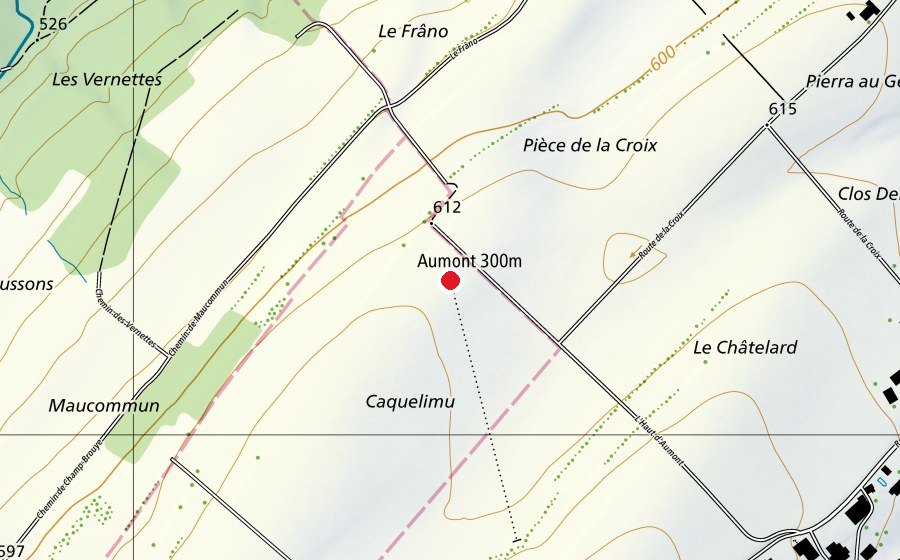 Map showing the location of Aumont 300 m (Sports centre)