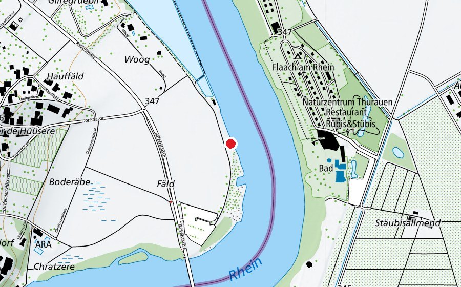 Mappa con la posizione di Badeplatz Rüdlingen (Centro sportivo)