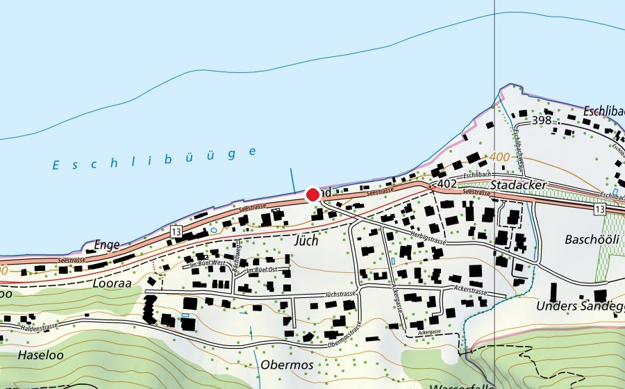 Map showing the location of Badi Berlingen (Sports centre)