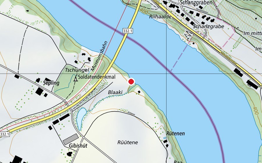 Map showing the location of Badi Etzwilen (Sports centre)