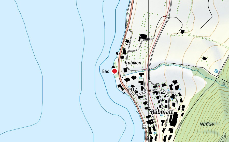Map showing the location of Badi Trubikon (Sports centre)