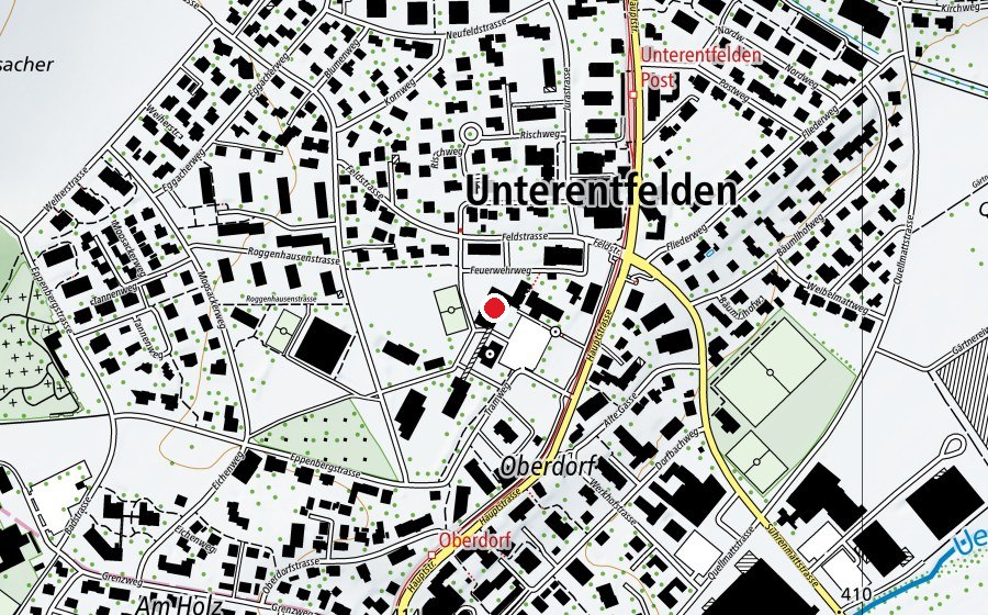 Map showing the location of Bächliturnhalle (Sports centre)