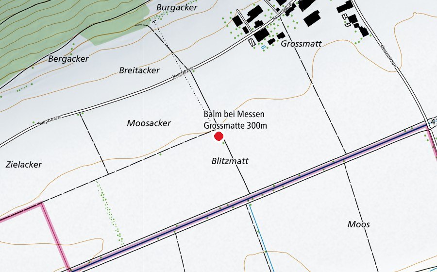 Map showing the location of Balm bei Messen Grossmatte 300 m (Sports centre)