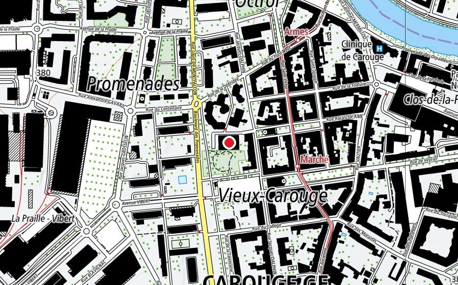 Map showing the location of Bâtiment des Charmettes (Sports centre)
