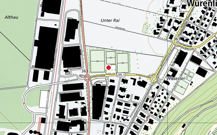 Mappa con la posizione di Betriebsgebäude Kuhgässli (Centro sportivo)