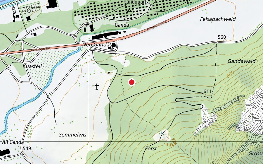Mappa con la posizione di Bikepark Ganda (Centro sportivo)