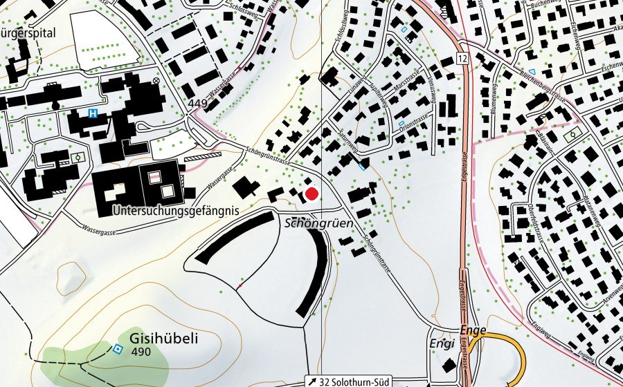 Map showing the location of Bimano Solothurn (Sports centre)