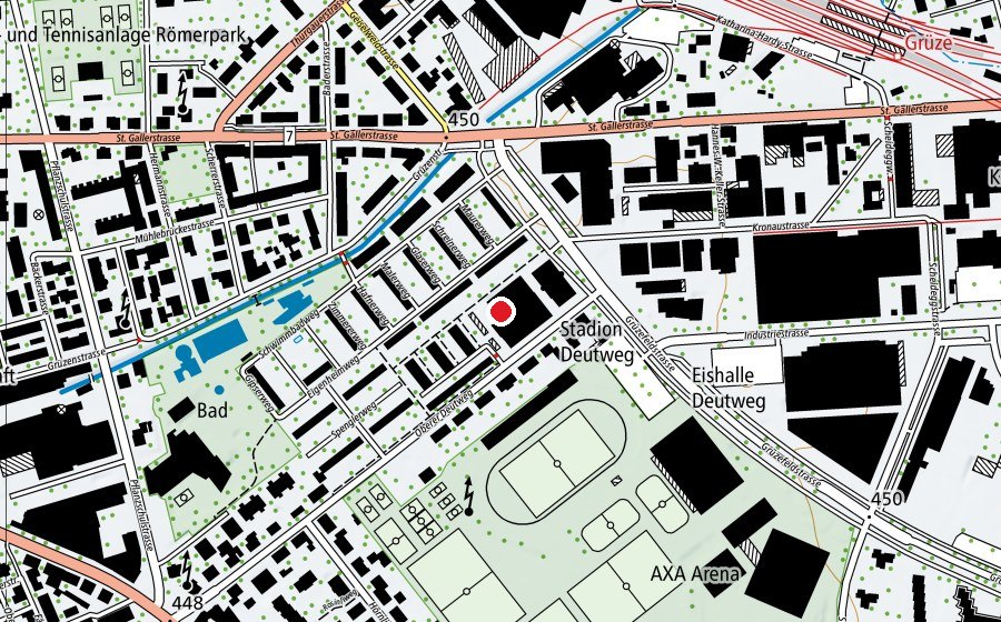 Carte indiquant l’emplacement de Blockfeld (Centre sportif)