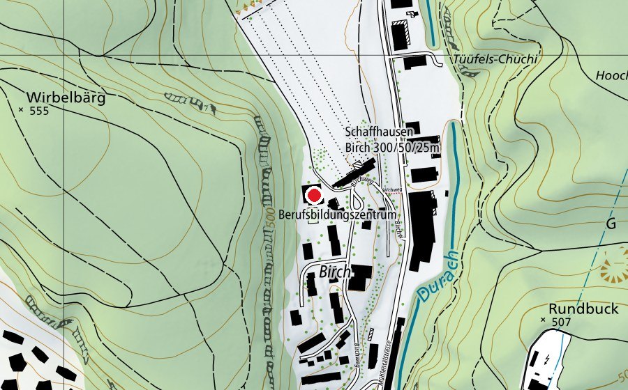 Carte indiquant l’emplacement de Boccia-Club Schaffhausen (Centre sportif)