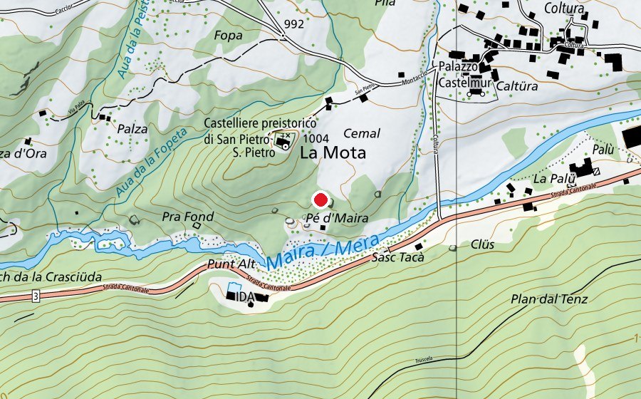 Mappa con la posizione di Boulderpark Pé d'Maira (Centro sportivo)
