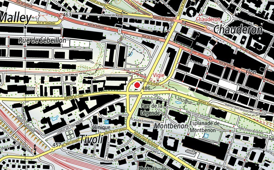 Mappa con la posizione di Boulodrome Boule d'Or lausannoise (Centro sportivo)