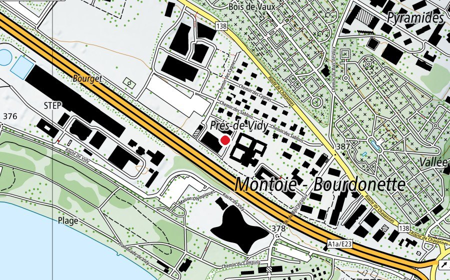 Map showing the location of Bowling International Vidy (Sports centre)