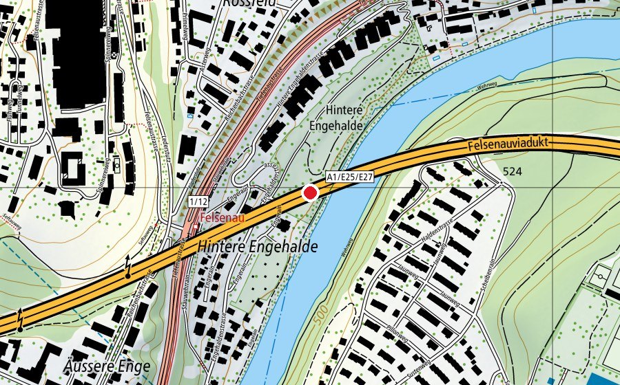 Carte indiquant l’emplacement de Brückenklettern Felsenauviadukt (Centre sportif)