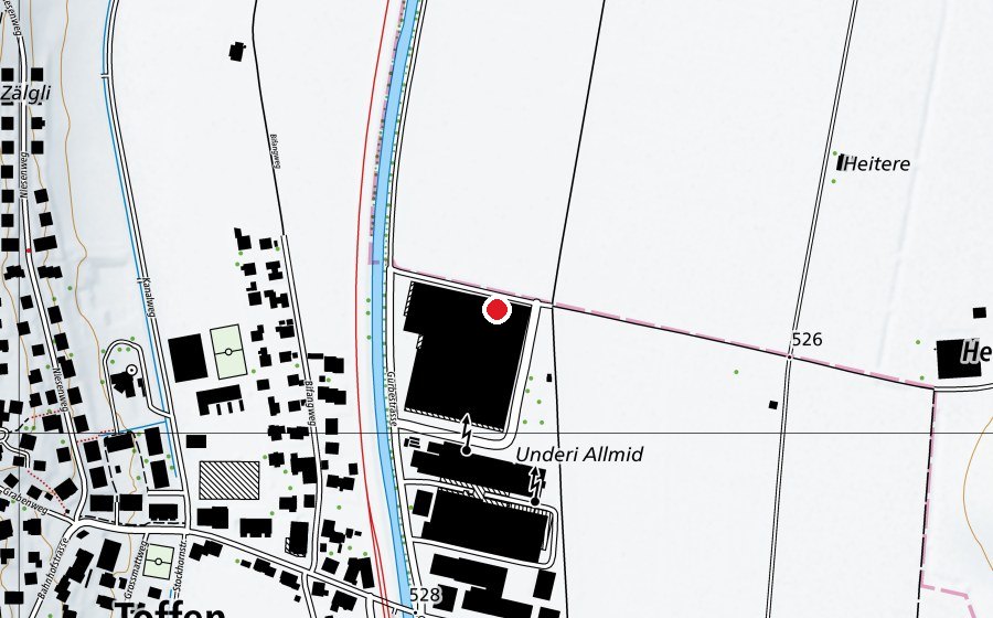 Karte mit dem Standort von Budo Schule Gürbetal (Sportanlage)