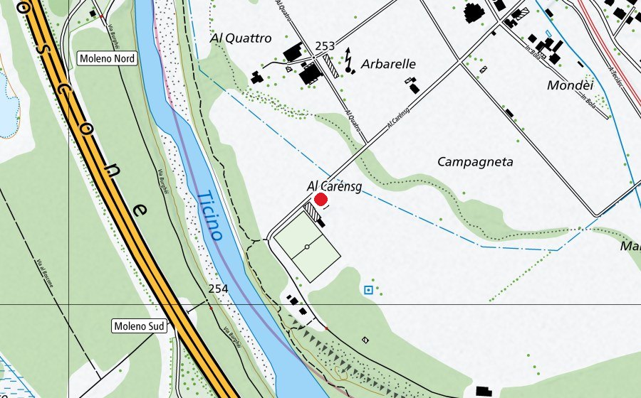 Mappa con la posizione di Campo sportivo (Centro sportivo)