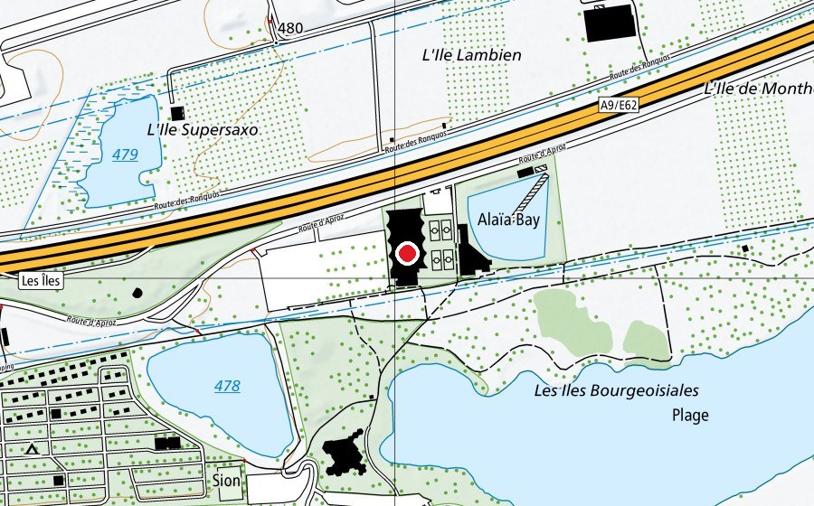 Map showing the location of Centre de sports et loisirs des Iles (Sports centre)