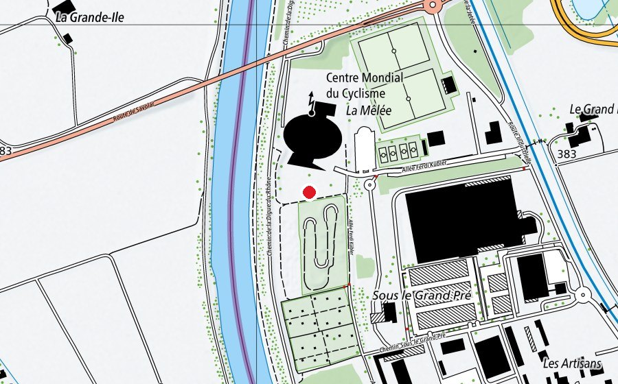 Carte indiquant l’emplacement de Centre Mondial du Cyclisme (Centre sportif)