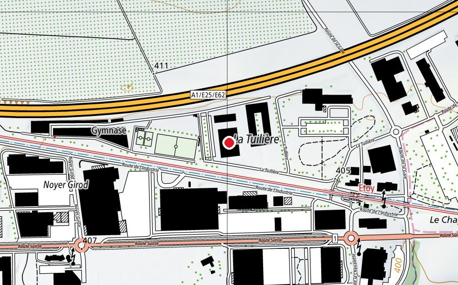 Karte mit dem Standort von Centre Sportif d'Etoy (Sportanlage)