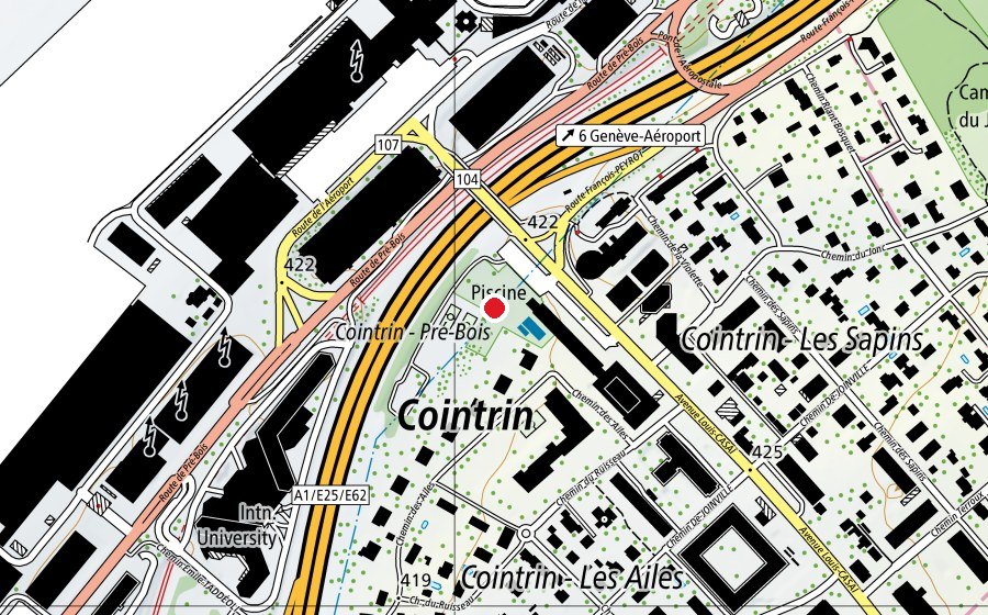 Map showing the location of Centre sportif de Cointrin (Sports centre)