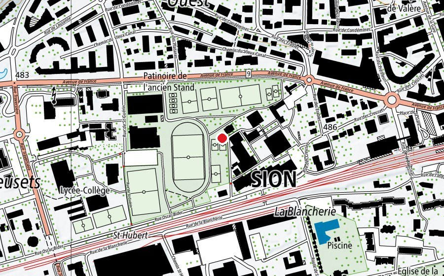 Map showing the location of Centre sportif de l'Ancien Stand (Sports centre)