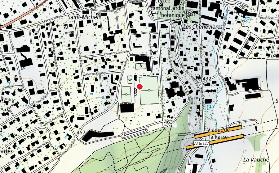 Mappa con la posizione di Centre sportif de l'Oiselier (Centro sportivo)