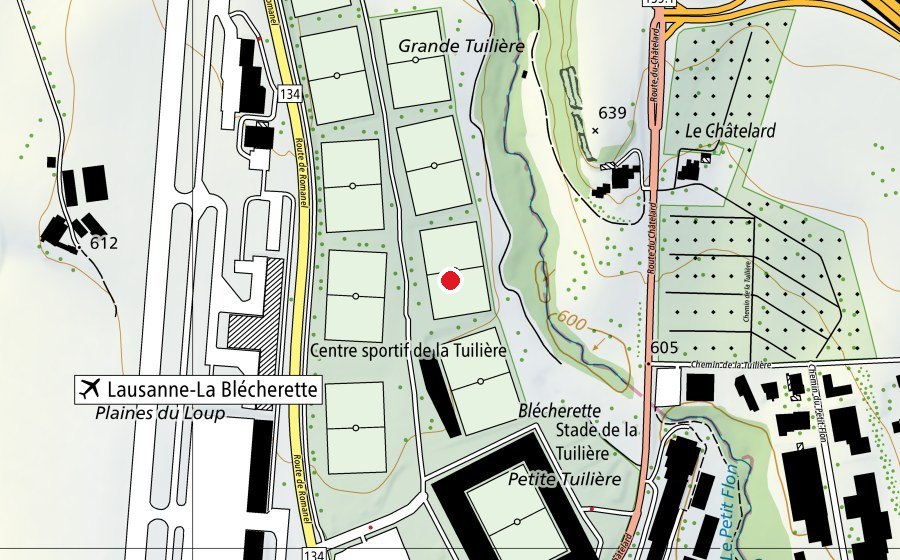 Mappa con la posizione di Centre sportif de la Tuilière (Centro sportivo)