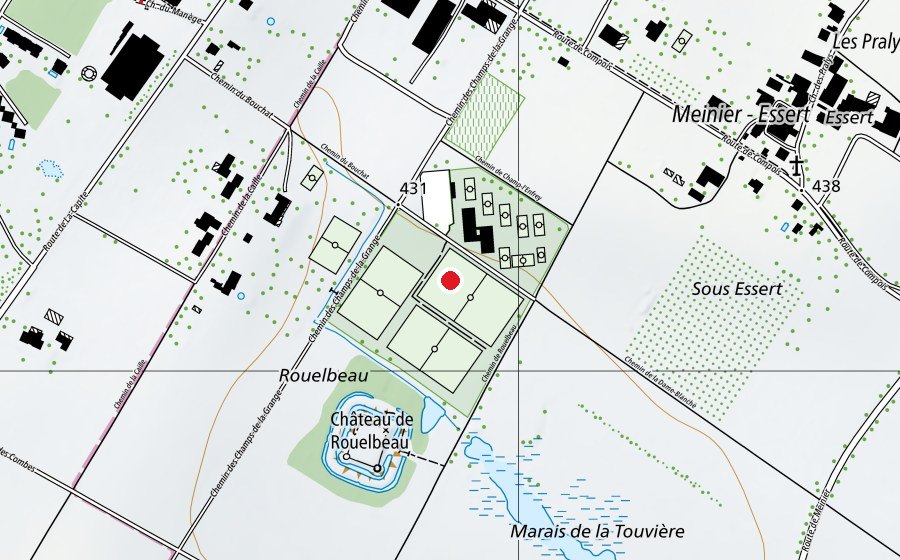Karte mit dem Standort von Centre sportif de Rouelbeau (Sportanlage)