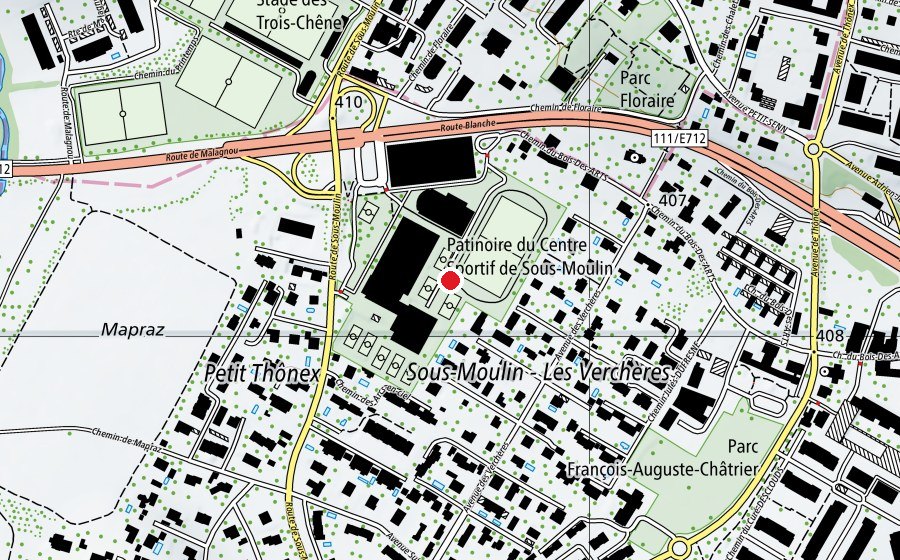 Map showing the location of Centre sportif de Sous-Moulin (Sports centre)