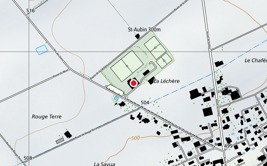 Karte mit dem Standort von Centre sportif de St-Aubin (Sportanlage)