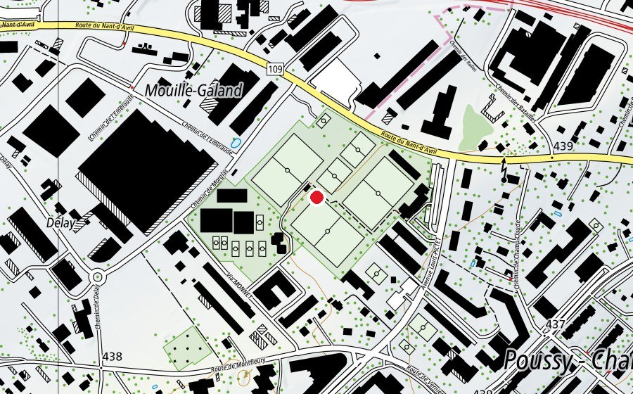 Karte mit dem Standort von Centre sportif de Vernier (Sportanlage)