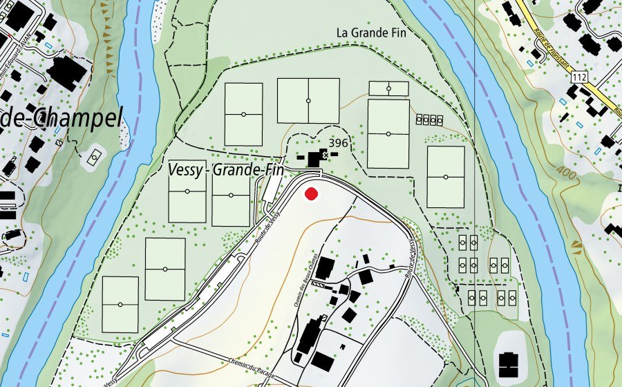 Mappa con la posizione di Centre Sportif de Vessy (Centro sportivo)