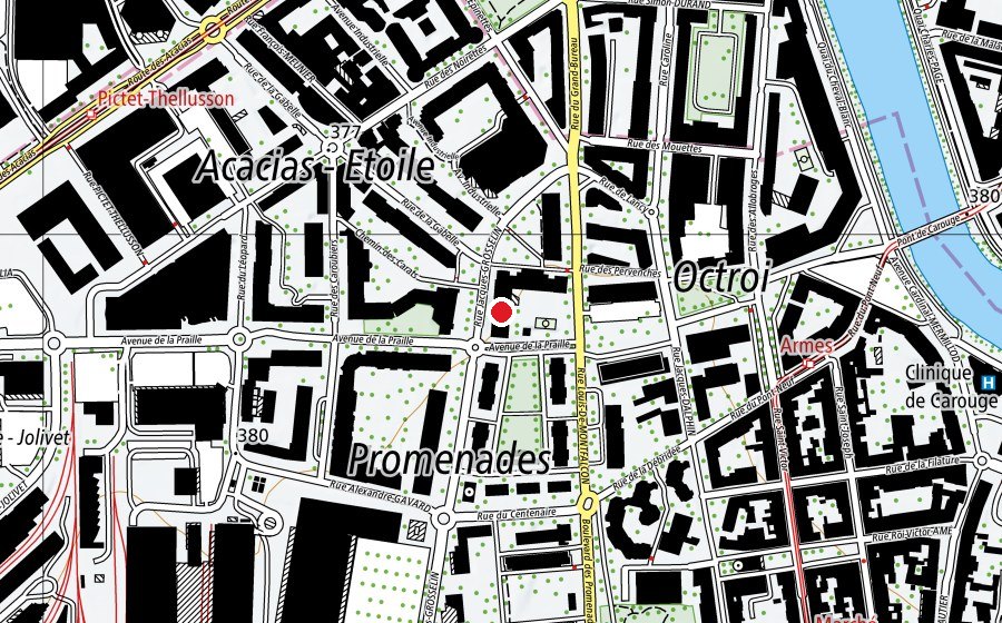 Mappa con la posizione di Centre sportif des Pervenches (Centro sportivo)