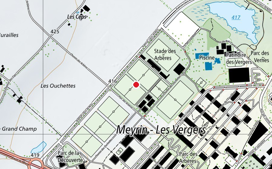 Map showing the location of Centre sportif des Vergers (Sports centre)