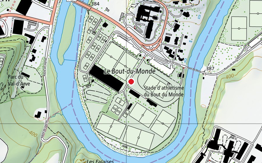 Mappa con la posizione di Centre Sportif du Bout du Monde (Centro sportivo)