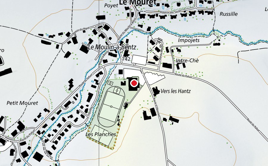Mappa con la posizione di Centre sportif du Mouret (Centro sportivo)