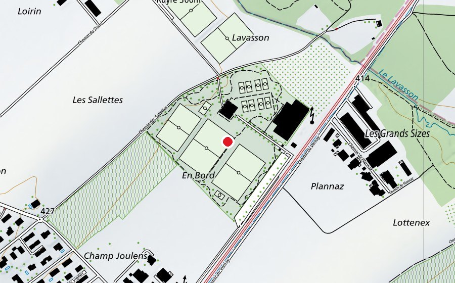 Mappa con la posizione di Centre sportif En Bord (Centro sportivo)